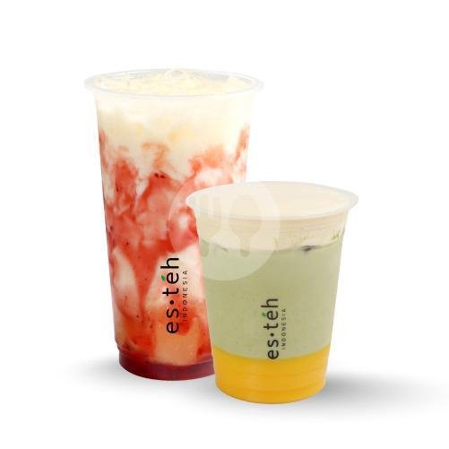 Storyberry Yourheart (L) + Silky Cream Matcha (M) menu Esteh Indonesia, Sukolilo