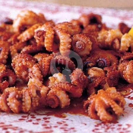 Baby Octopus Bakar menu Barbarian Kerang Tegal, Majasem