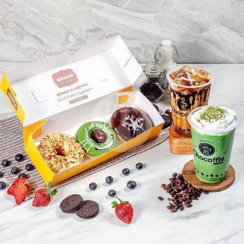 Paket 6 Donat + 3 Minuman Reguler menu Chocoffie Kopi & Donut, Java Supermall