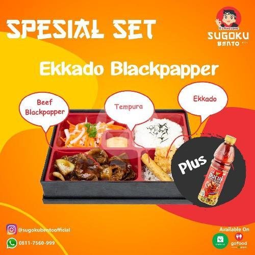 Spesial Beef Set Ebi Blackpapper+ Teh Pucuk menu Sugoku Bento, KH Wahid Hasyim