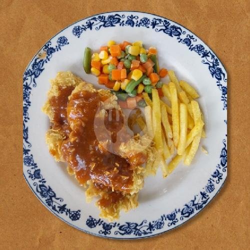 Paket Chicken Steak  SINGLE + Es Teh menu Ayam Geprek Kremes RAYA, Masaran