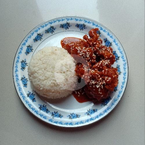 Paket Nasi Ayam Penyet Sambel Ijo + Es Jeruk menu Ayam Geprek Hokki, Tegal Arum