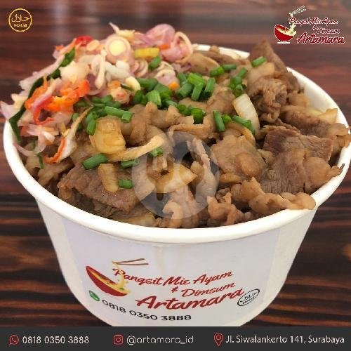 Regular Beef Rice Bowl menu Artamara Pangsit Mie & Dimsun, Siwalankerto