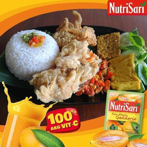 Nasi Tahu Tempe Geprek + Nutrisari Mangga Gandaria menu Lalapan Ayam Geprek Mbak Apeng, Tirto Taruno