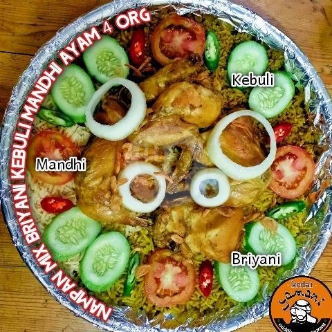 Nampan Mix Kebuli Mandhi Briyani Ayam menu Kedai Yamani, Damai Raya