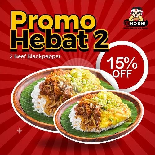 Promo Oktober  Hebat 3 (2 Chicken Blackpapper) menu Hoshi Nasi Bungkus Ala Jepang, Setiabudi