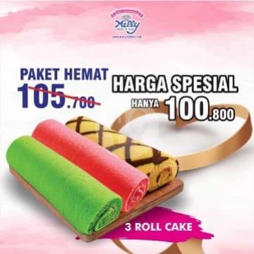 Promo 2 Roll + 1 Cake Keju menu Melly Roti & Kue, Waru