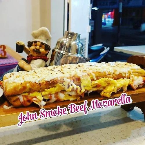 Loaded Fries Smoked Beef Mozzarella menu Bengkel Jajanan & Roti John, Pizza, Chicken, Mac N Cheese, Singaparna