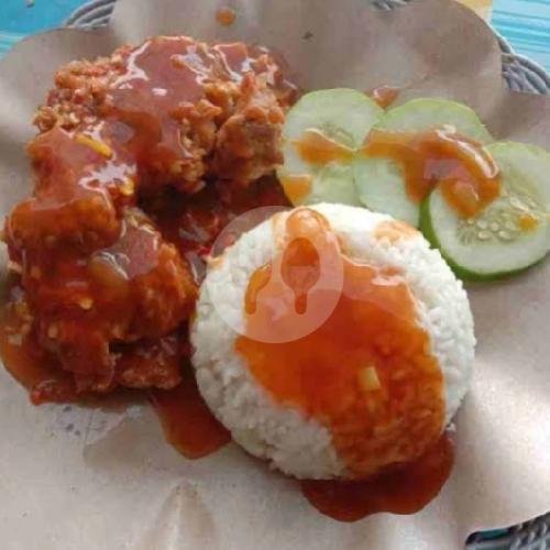 Ayam geprek Saus Barbeque + Nasi menu Kedai Rafif, Sukun