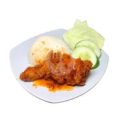 Crispy Spicy Chicken Saus Keju + Nasi menu PREKSU (Ayam Geprek & Susu), Warungboto UAD