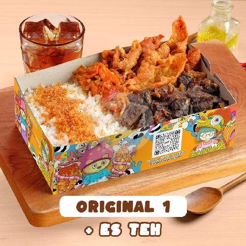 Original 1 + Es Teh menu Nasi Kulit Syuurga, Griya Shanta
