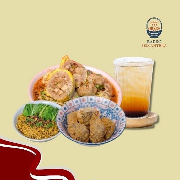 Mie Ayam Bar-bar + Bakso Bakar Angkasa + Es Teh Tawar menu Bakso Sedjahtera, Arcamanik