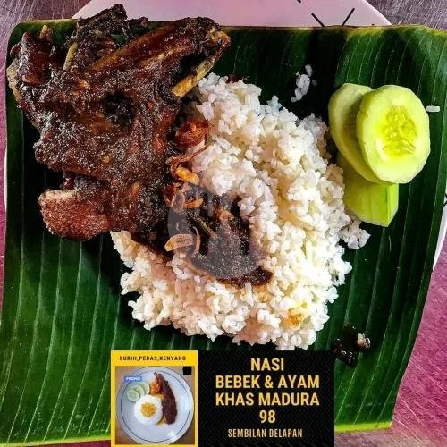Bebek Goreng (Bumbu Hitam + Serundeng + Sambal Ijo + Lalap) menu Nasi Bebek & Ayam Khas Madura 98, Pesanggrahan