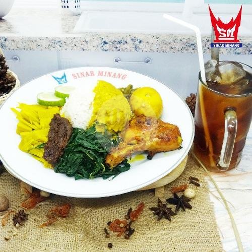 Nasi Ayam Bakar Telor / Perkedel + Es Teh Manis menu RM Sinar Minang, Graha Raya
