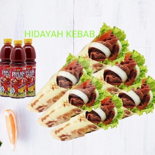 Paket 10 Kebab Jumbo Biasa + 5 Teh Picuk 350 Ml menu HIDAYAH KEBAB DAN EKKY LAUNDRY, Cilandak Barat
