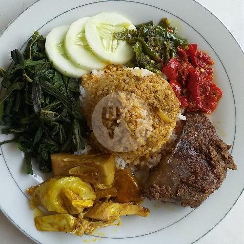 Nasi Rendang Ayam menu Rumah Makan Padang Rajo Minang, Wahid Hasyim