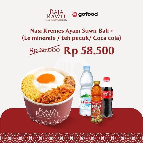 Nasi Kremes Cumi Oseng + Minuman menu Raja Rawit, Kuningan