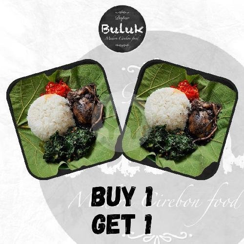 Nasi Jamblang Komplit Paru Goreng menu Nasi Jamblang & Cumi Hitam Blekutak Dapur Buluk, Pulo Mas