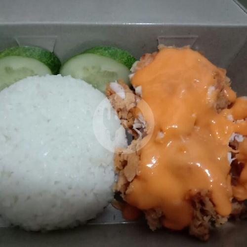 Nasi Ayam Geprek + Saus Bbq + Keju menu Ayam Geprek & Salad Buah Simple Food, Pramuka