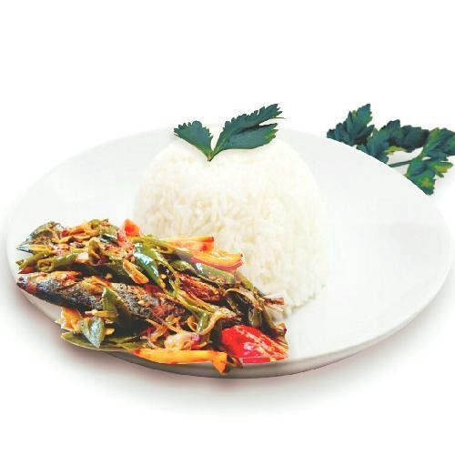 Tumis Ikan Asin Cabe Hijau + Nasi menu Kedai Rakyat, Merjosari