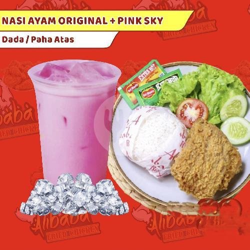 Paket Pink Keju : Dada/paha Atas Keju +  Pink Sky + menu Ayam Geprek Alibaba, Cileunyi