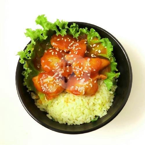 RiceBowl Cumi Masak Hitam menu Delima Resto, Jebres