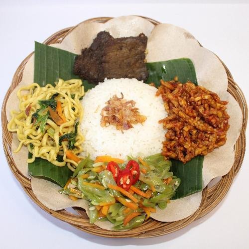 Nasi Campur Paru Goreng menu Pecel Kediri Buk Gik, Ngagel Rejo Kidul