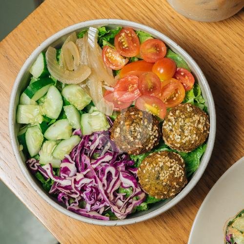 Middle Eastern Falafel Salad menu The Roots Salads (Healthy, salad, vegan friendly), Kemang