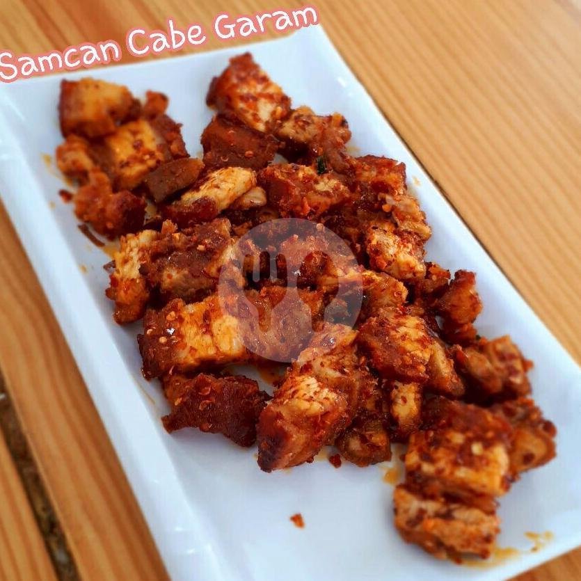 Samcan Pedas Gurih menu Kantin Qiu Kebonjati, Kelenteng