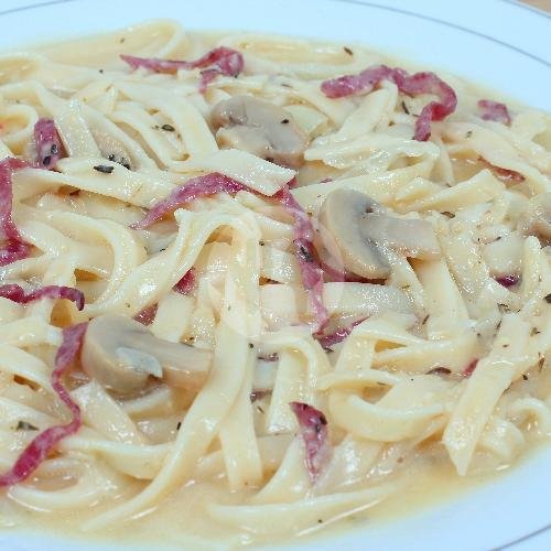Fettucine Carbonara menu Teens Cafe Ciamis, Pizza, Pasta & Ayam Penyet, HOS Cokroaminoto