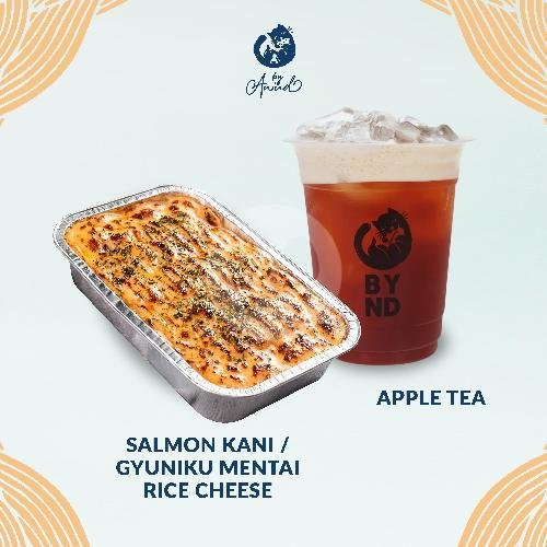 Gyuniku Mentai Rice Cheese + Peach Tea menu By Anind, Duren Tiga Indah