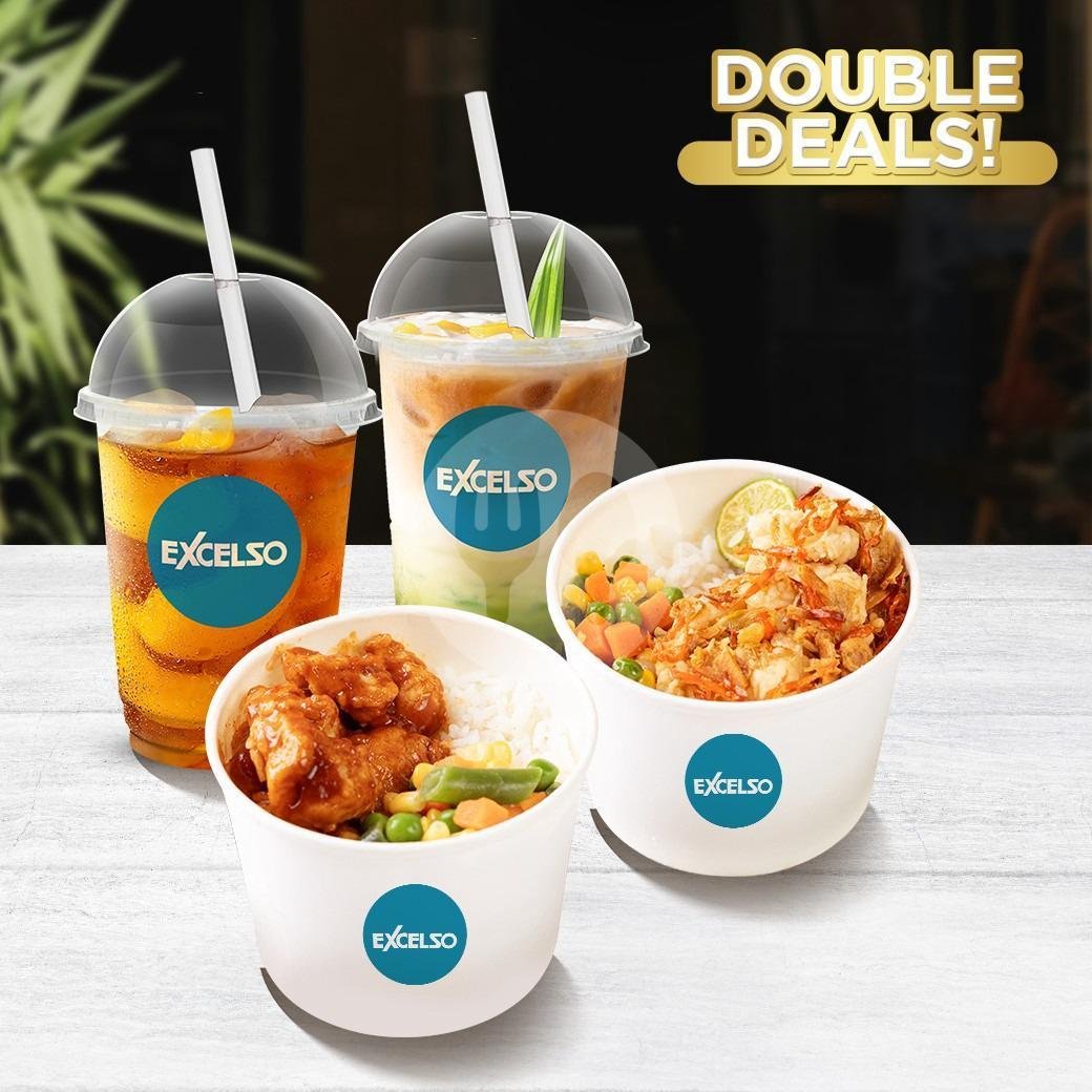 2 Rice Bowl + 1 Peach Iced Tea & 1 Cendol Latte C menu Excelso Coffee, Graha Eklin Jogja