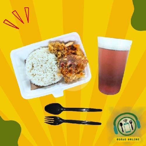 Paket Nasi Ayam Lada Hitam Fillet + Teh menu Burjo Online 01, Seberang Pasar Damar