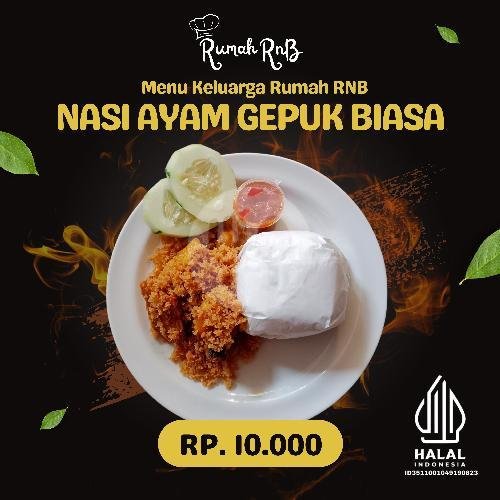 Nasi Ayam Gepuk Spesial menu Rumah RNB, Bangil