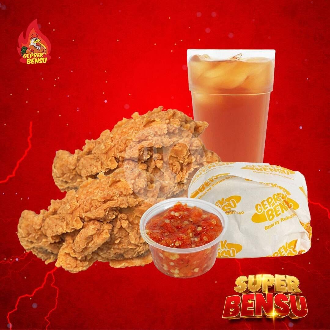 Super Sadis : 1 Nasi + 2 Winger + 1 Es Teh + 1 Belibis menu Geprek Bensu, Dago