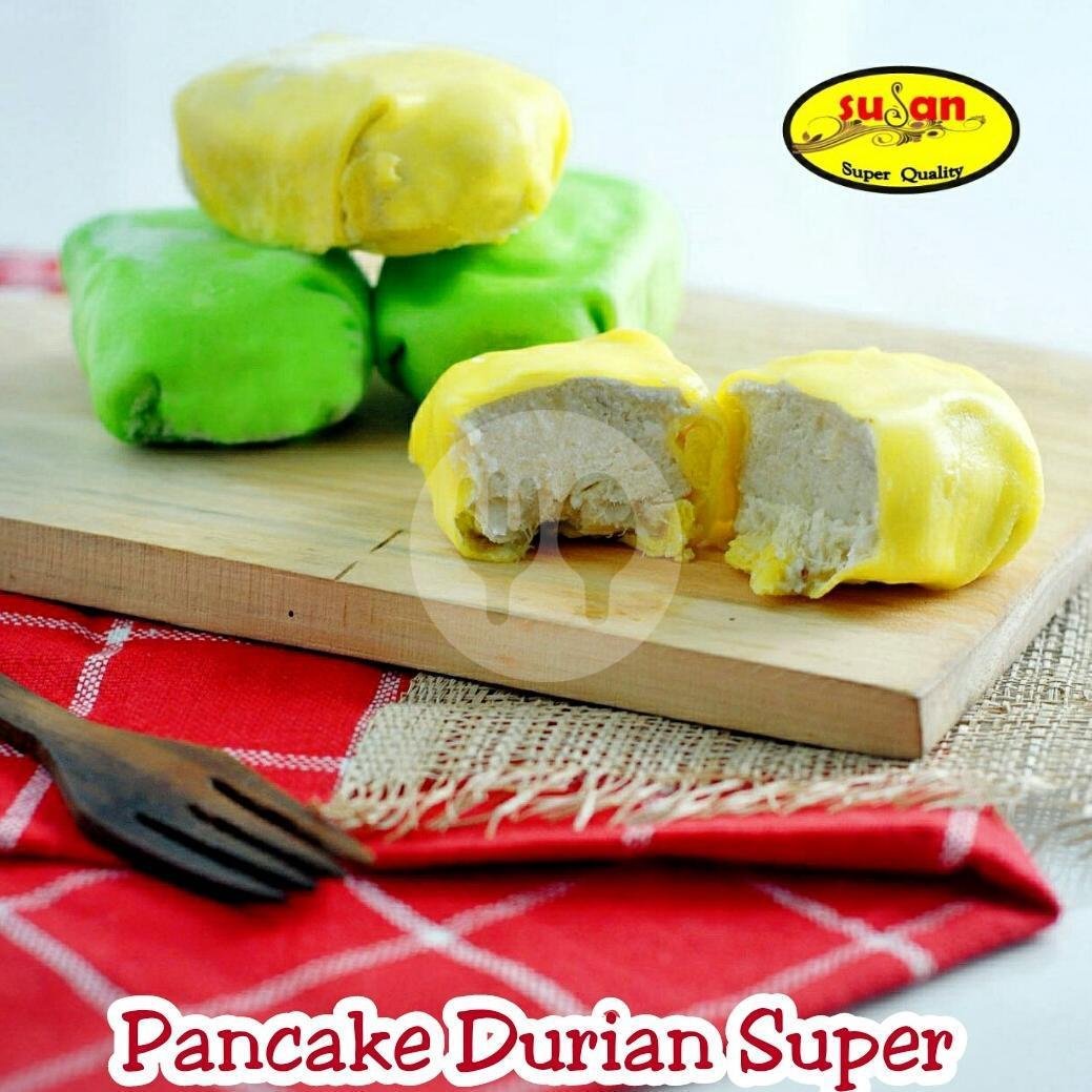 Pancake Durian Ori Pandan / Hijau Kuning 10 menu Susan Pancake Durian Super, Jangli Perbalan
