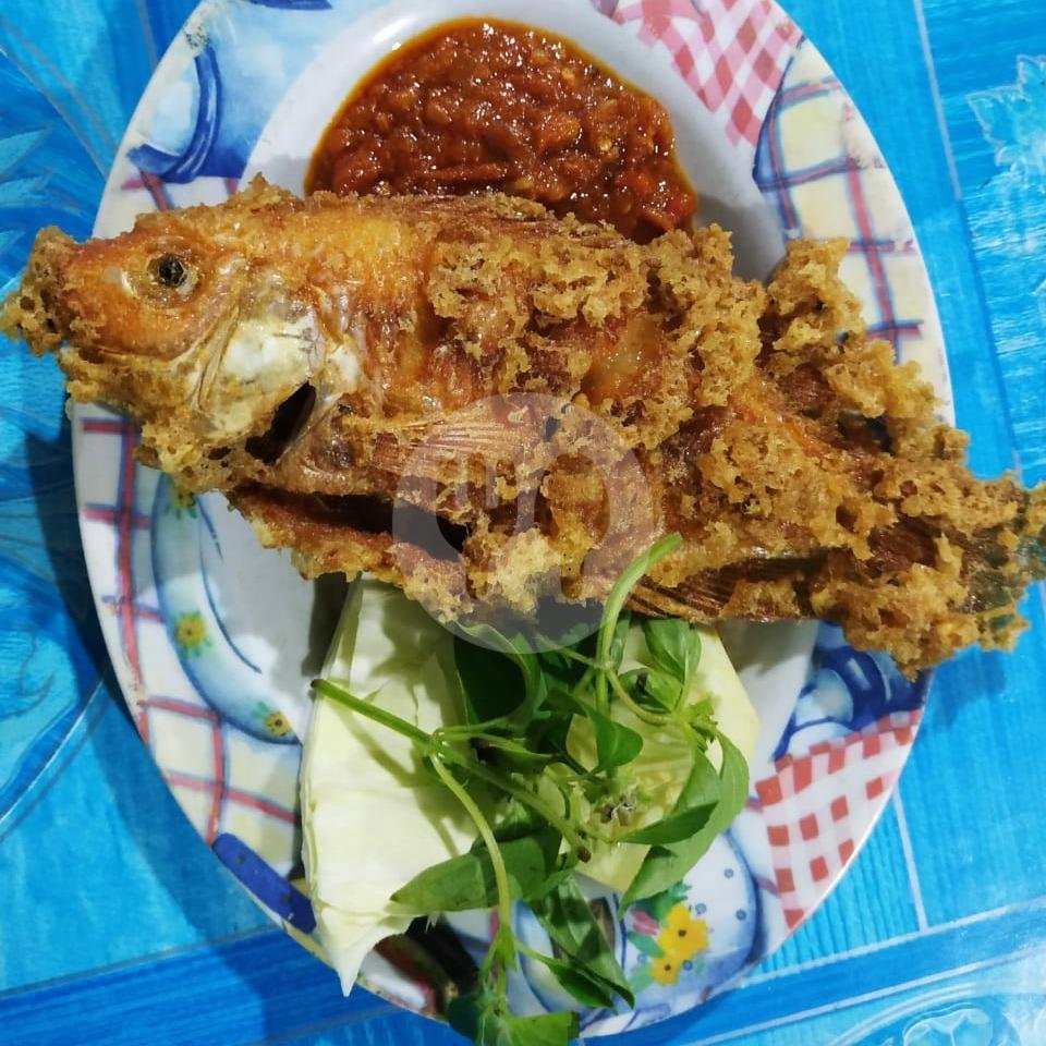 Nasi Uduk + Ati Ampela,Lalapan, Sambal menu Pecel Lele Kremes Pak Eko, Kasihan