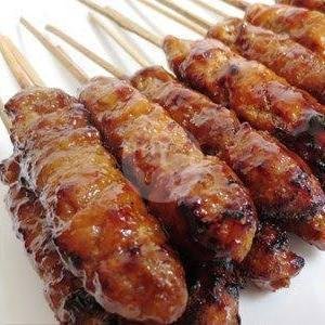 Sate samcan Pedas Manis (Sweet and Spicy pork belly satay) 5 Tusuk. menu Bakmi Alan, Gunung Sahari