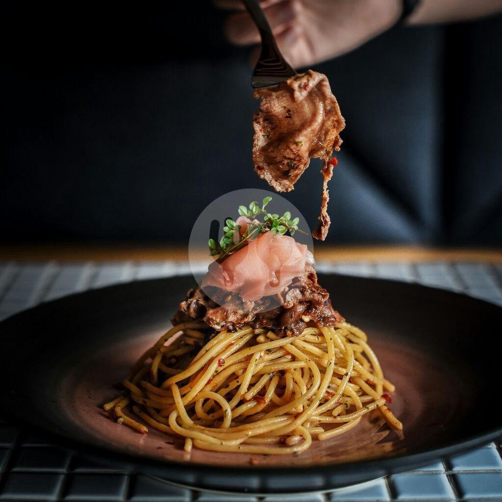 Spaghetti Gyutan Aglio Olio menu Blueprint Bites & Brew, PIK