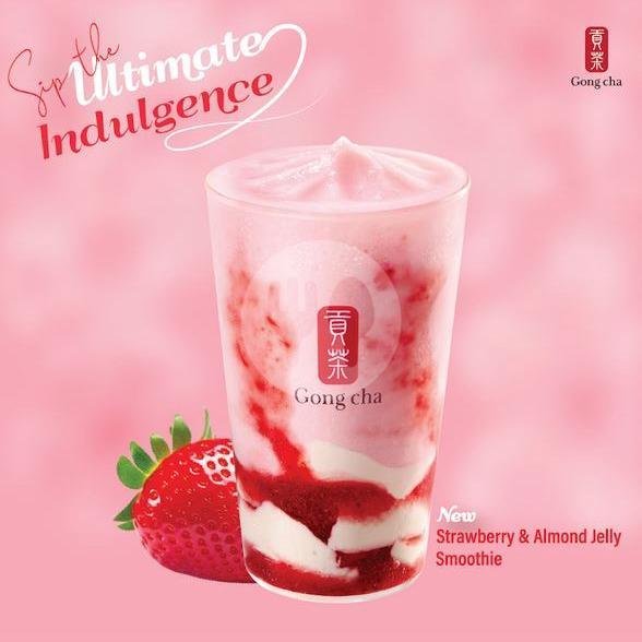 Strawberry & Almond Jelly Milk Tea menu Gong cha, Lotte Shopping Avenue