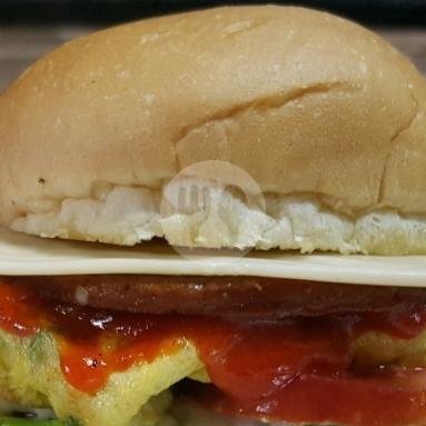 Burger Patties Daging Olahan menu Burger Rifki, Ranca Sabir