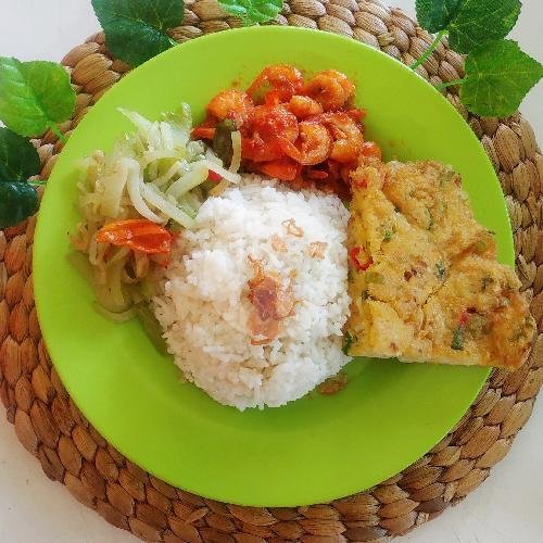 Nasi Ati Ampela + Tumis Sayur + Sambal menu Warteg Nojo Jaya Komando Raya