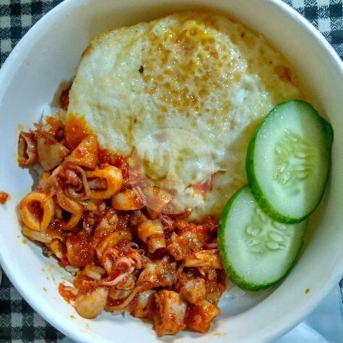 Nasi Sambal Cumi Asin menu Ayam Gepuk, Cumi Asin Dapur Paw, Cigadung