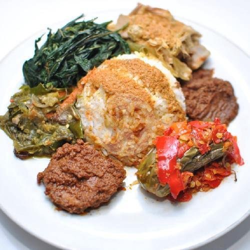 Gulai Cincang + Nasi + Sayur Sambal menu Rumah Makan Putra Minang, Kediri Kota