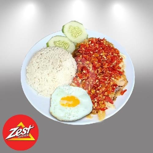Geprek Dada/Paha Atas + Nasi + Telor menu Zest Chicken, Tenggumung Wetan