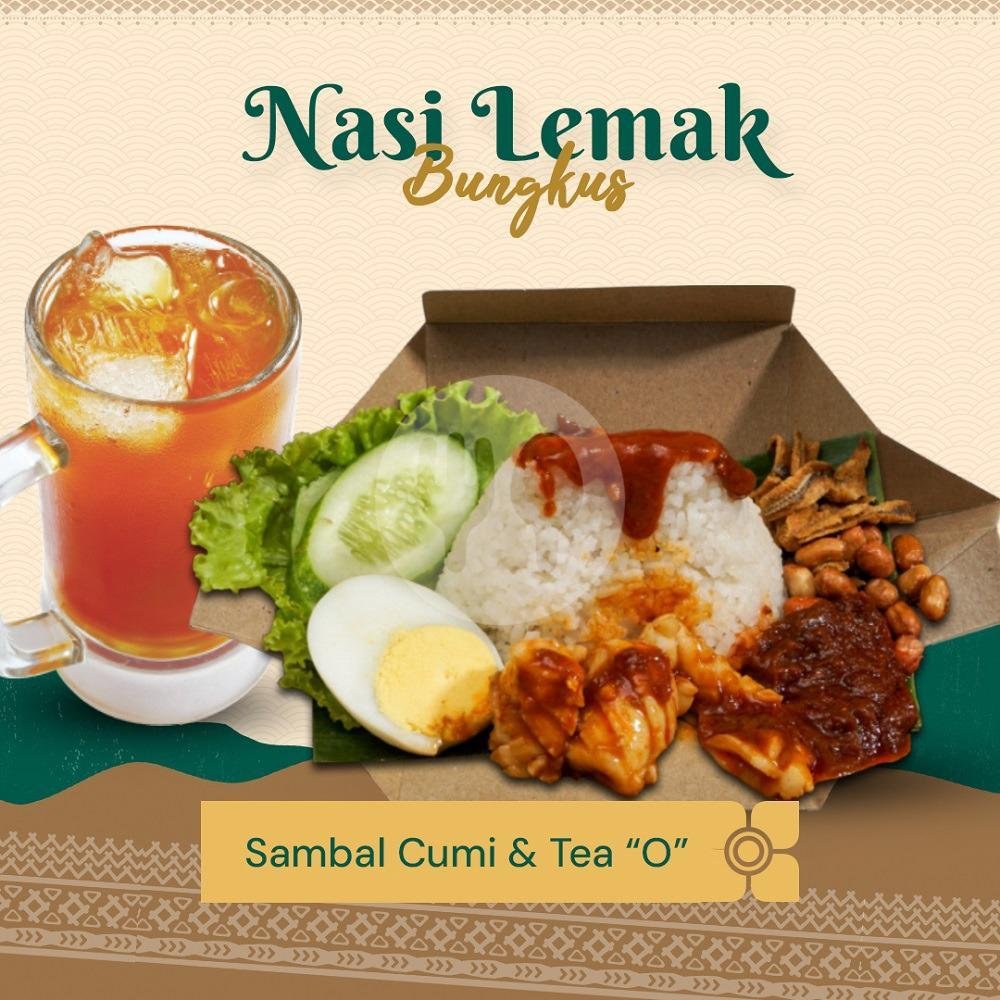 Nasi Lemak Bungkus Sambel Udang + Tea O menu Papparich Malaysian Delights, PIK