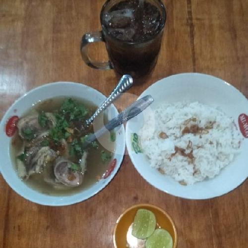 Nasi Sop Pisah Tepong (paha Atas) + Es Teh Manis menu Sop Ayam Bu Ninuk Klaten, Pangeran Drajat
