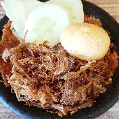 Empal Penyet + Telur Rebus + Tempe menu Warung Bu Kris, Tenggilis Mejoyo Utara