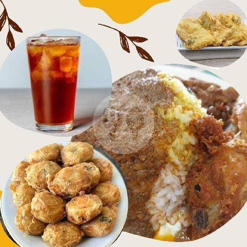 Nasi Rendang + Pergedel + Tempe + Es Teh menu Rm Padang Sakato, Landungsari