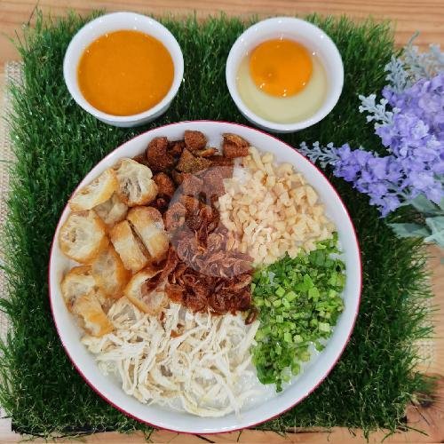 Bubur Ayam 1/2 Porsi + Telor Ayam Kampung Rebus menu Bubur Ayam Suwir